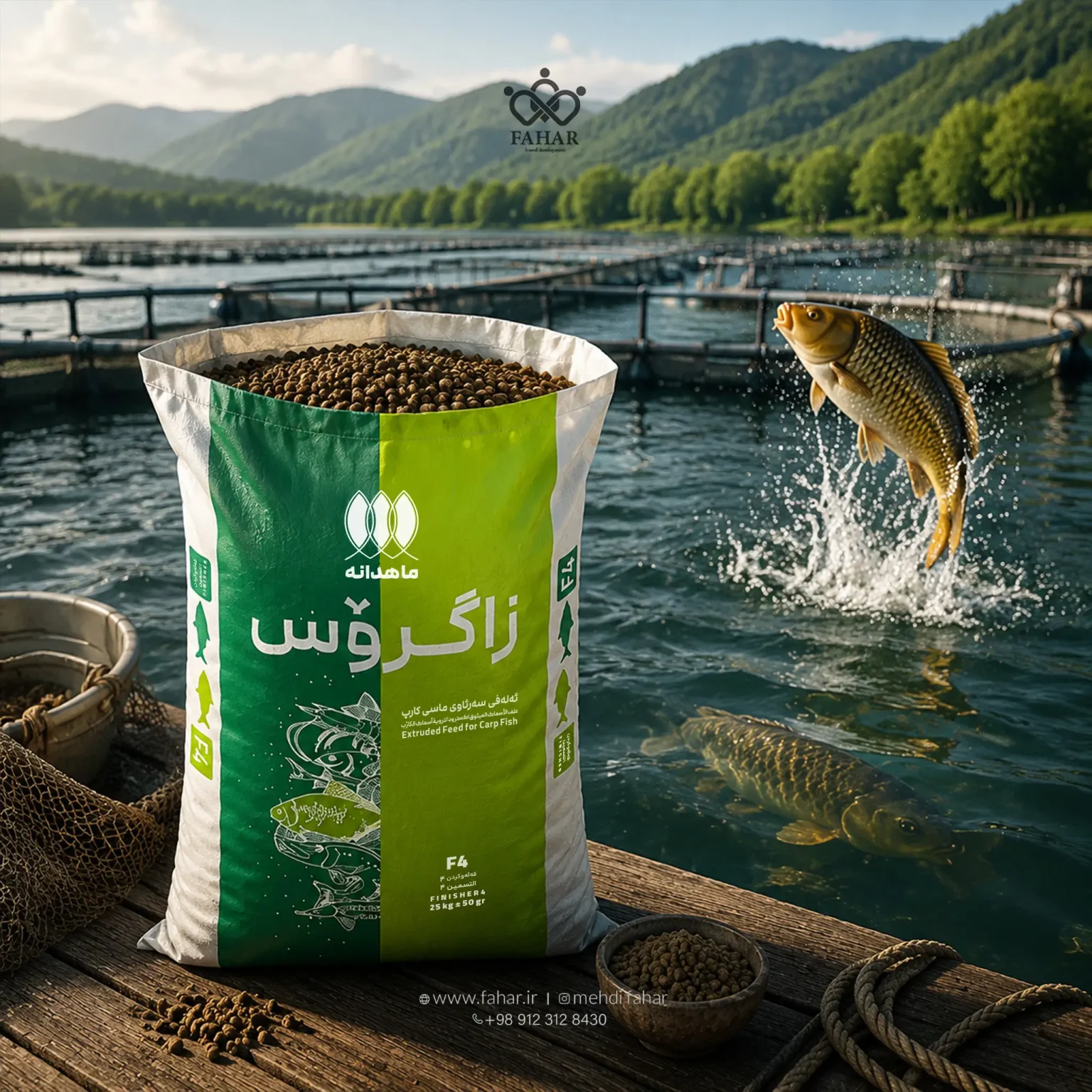 طراحی بسته بندی کیسه خوراک ماهی زاگرس